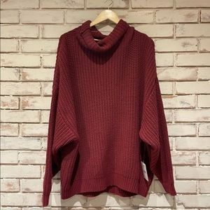 NWT Free People Swim Too Deep Oversized Chunky Knit Mock Neck Sweater